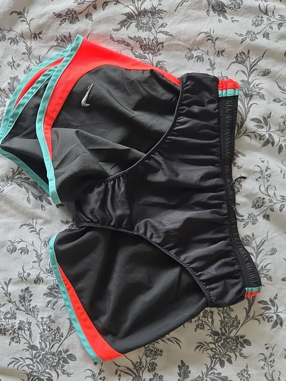 Nike Dri-FIT Tempo Running Shorts  Black Coral Teal Lined 3